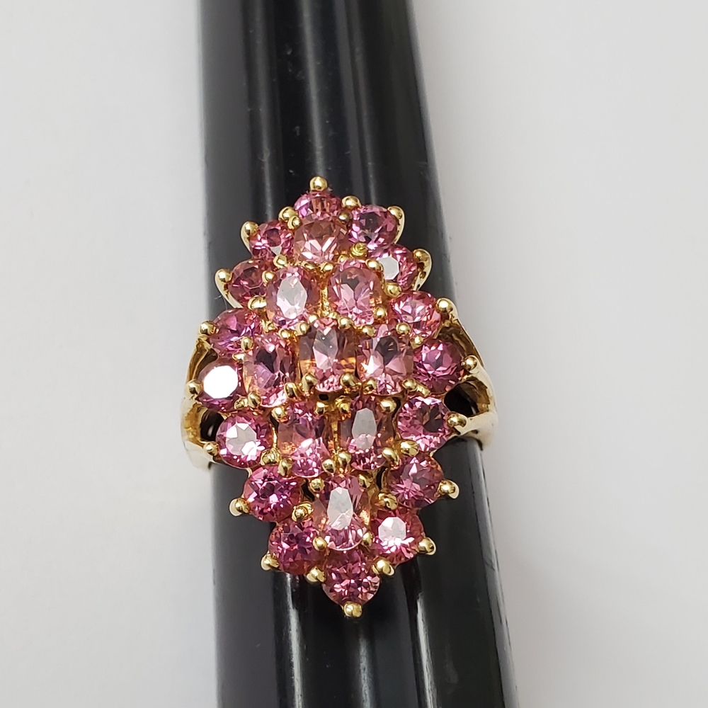 Watch Video / 14K Gold Tourmaline Cluster Ring
